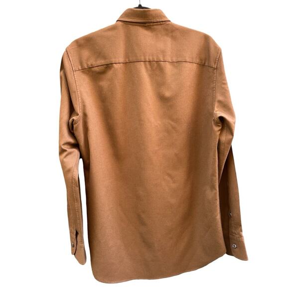 Brioni 98% Wool Button Down Dress Shirt in Brown Made in Italy, Size Small - Picture 5 of 9